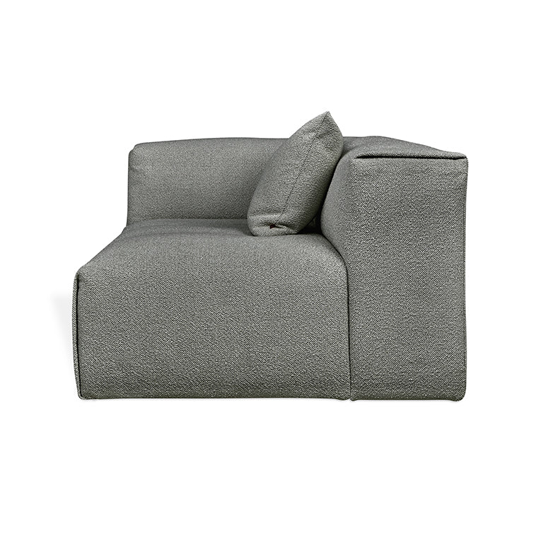 Gray textured modular sofa with plush cushion, modern designer furniture