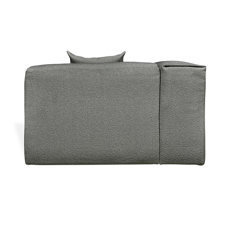 Modern charcoal gray modular sofa with textured fabric and sculpted backrest