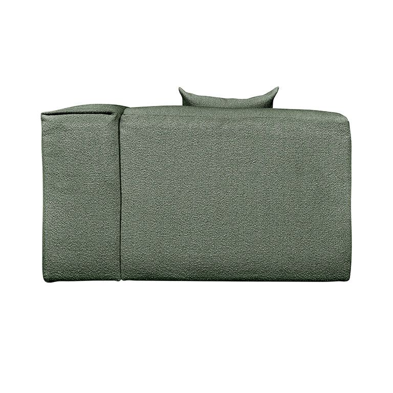 Olive green textured sofa with minimalist design and sleek profile