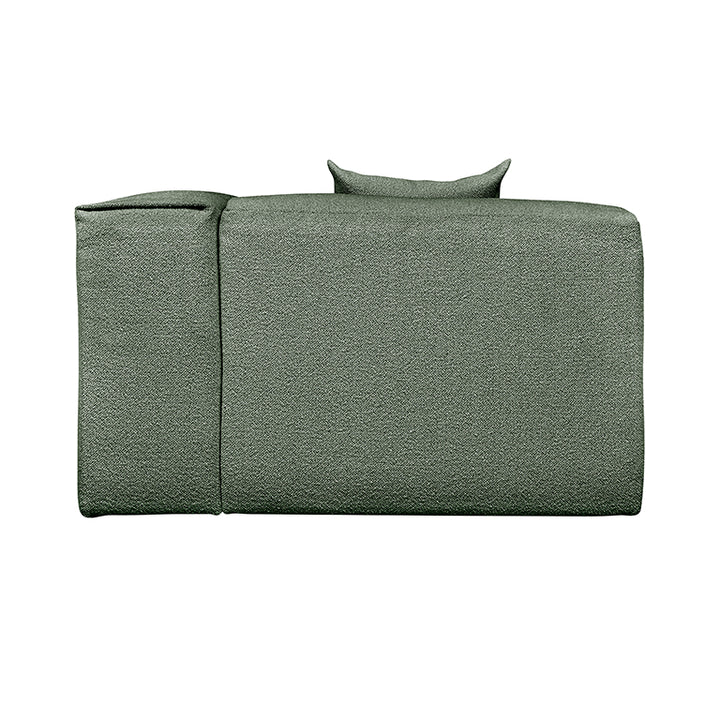 Olive green textured sofa with minimalist design and sleek profile