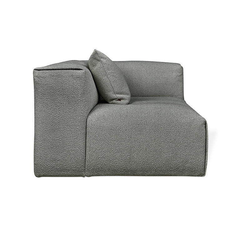 Gray textured modular sofa with plush cushion, modern designer furniture