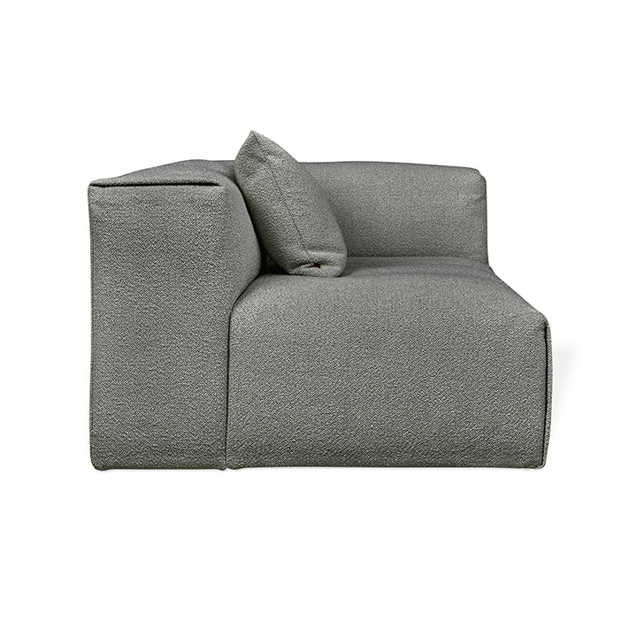 Gray textured modular sofa with plush cushion, modern designer furniture