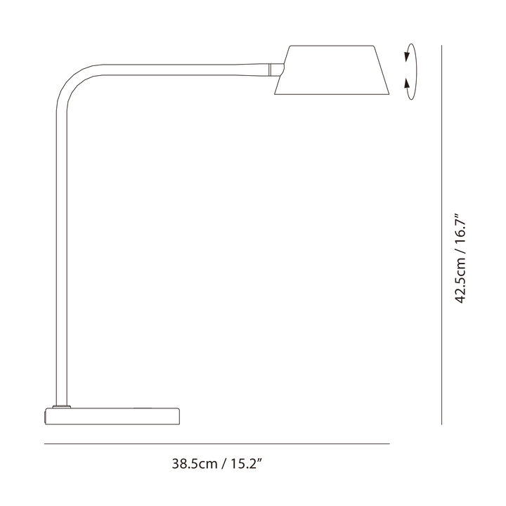 Olo Table Lamp by Seed Design, dimension drawing