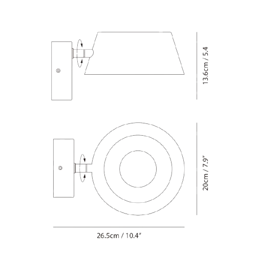 Olo XL Wall Sconce by Seed Design, dimension drawing