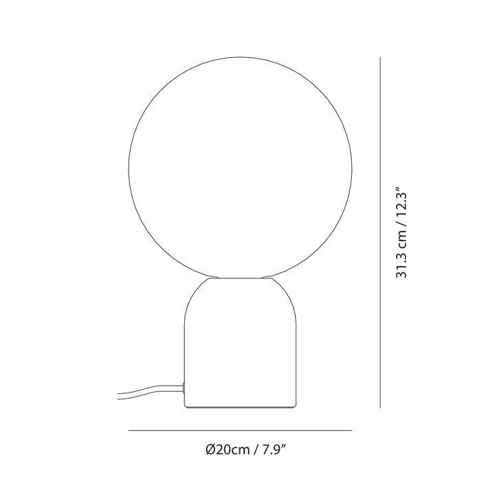 Castle Glo Table Lamp by Seed Design, dimension drawing