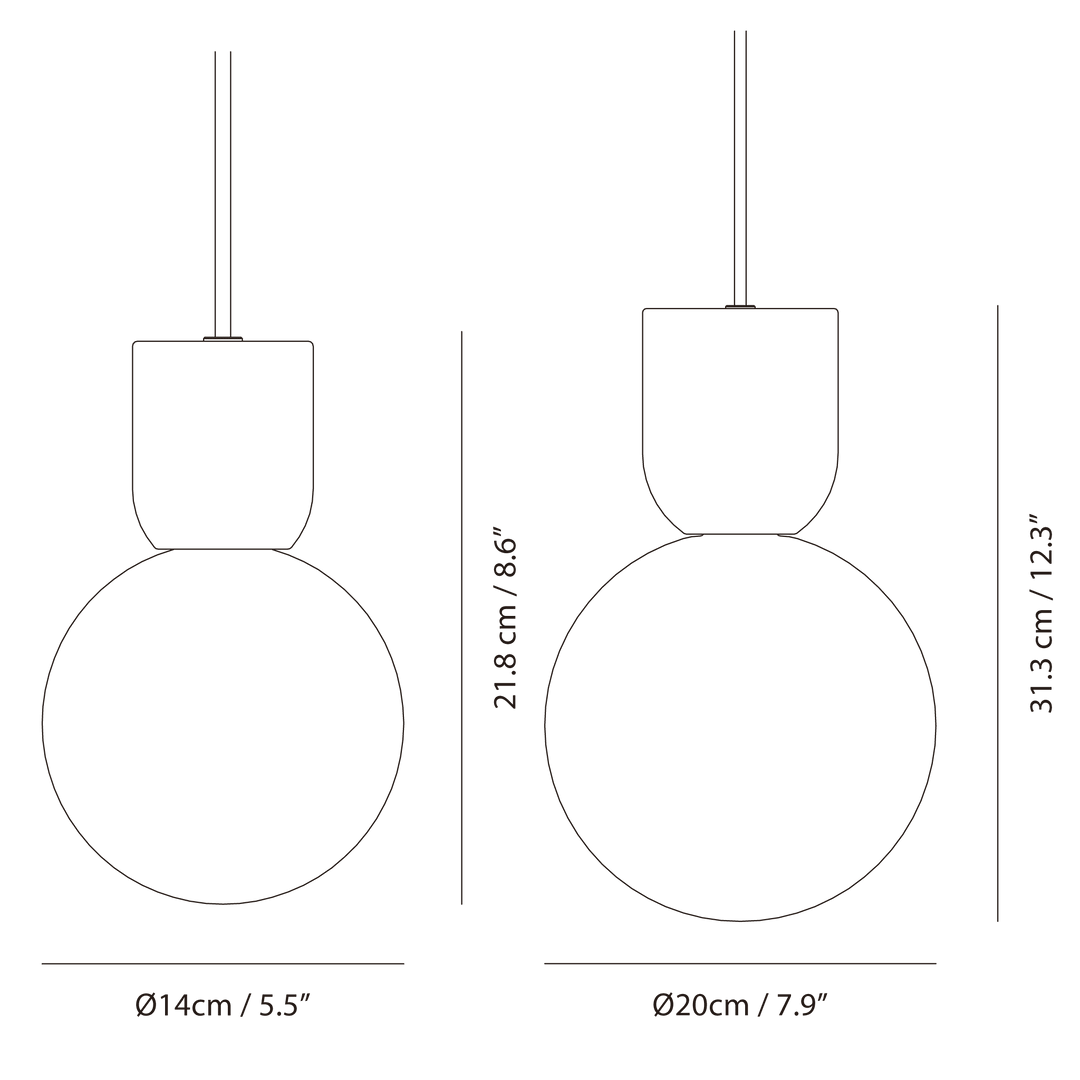 Castle Glo Pendant by Seed Design, dimension drawing