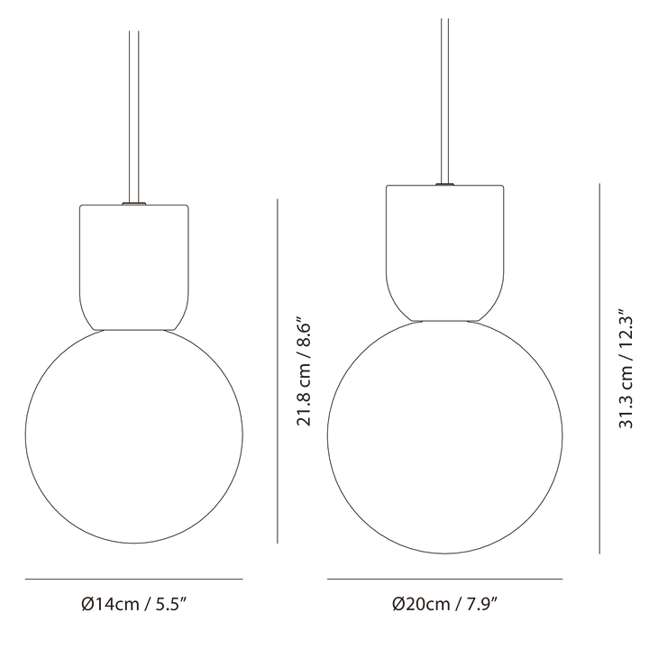 Castle Glo Pendant by Seed Design, dimension drawing
