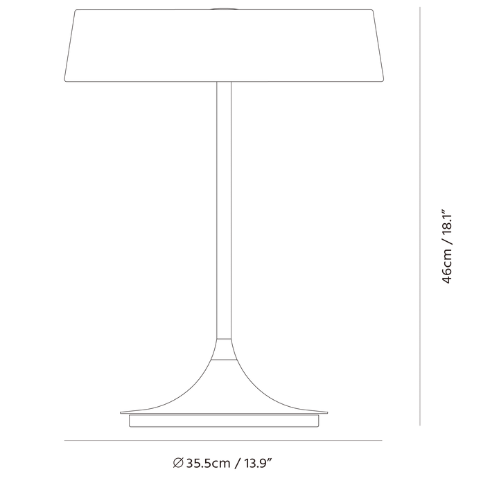 China LED Table Lamp by Seed Design, dimension drawing