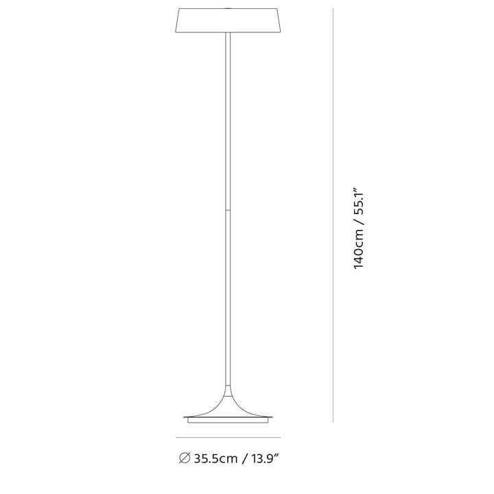 China LED Floor Lamp by Seed Design, dimension drawing
