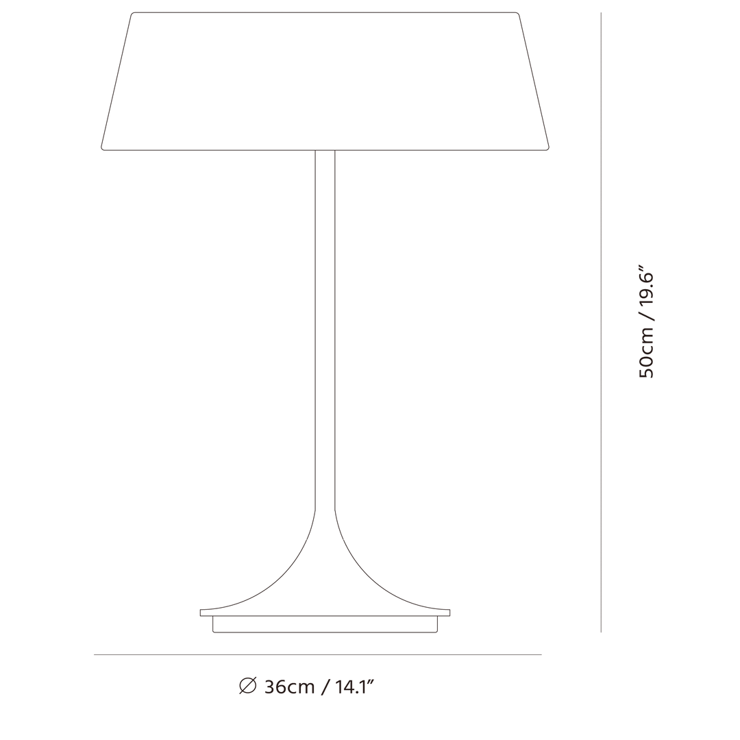 China Table Lamp by Seed Design, dimension drawing