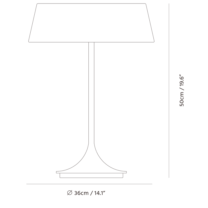 China Table Lamp by Seed Design, dimension drawing