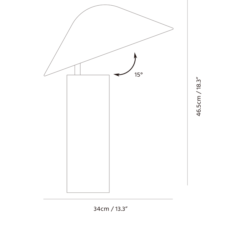 Damo Simple Table Lamp by Seed Design, dimension drawing