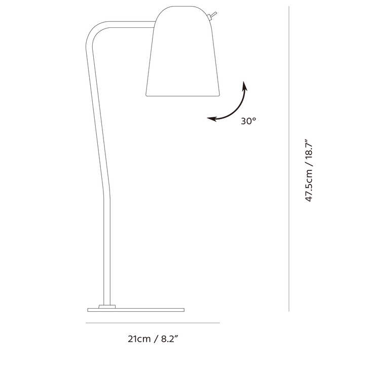Dobi Table Lamp by Seed Design, dimension drawing
