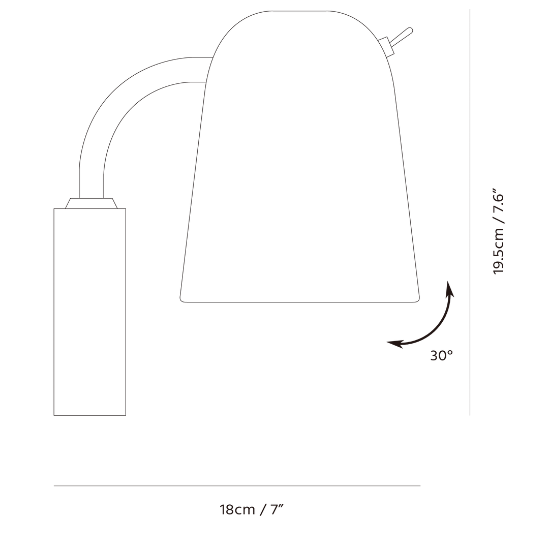 Dobi Wall Sconce by Seed Design, dimension drawing
