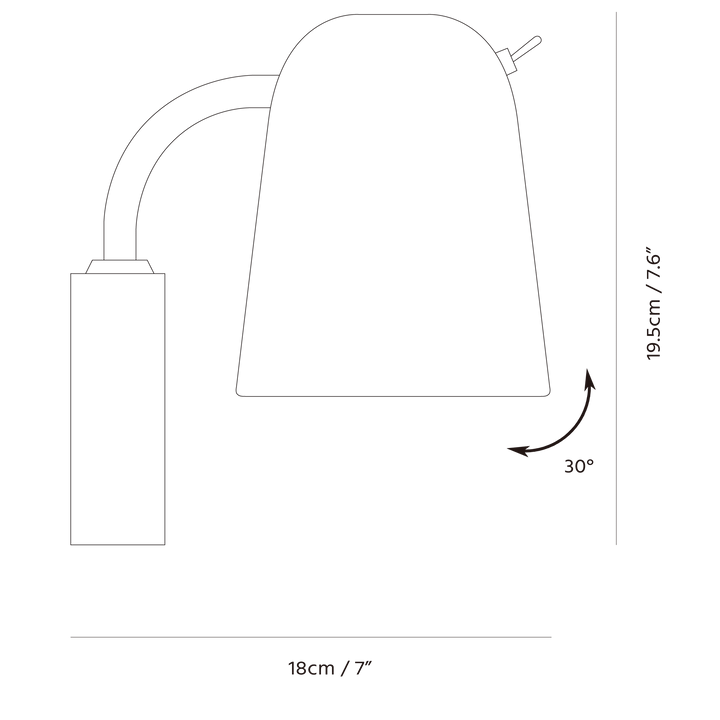 Dobi Wall Sconce by Seed Design, dimension drawing