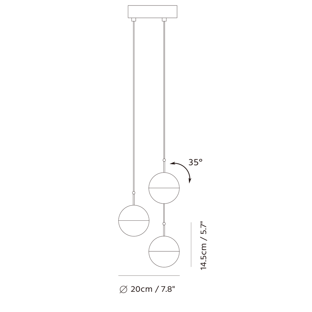 Dora Pendant P3 by Seed Design, dimension drawing