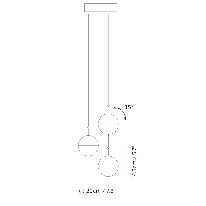 Dora Pendant P3 by Seed Design, dimension drawing