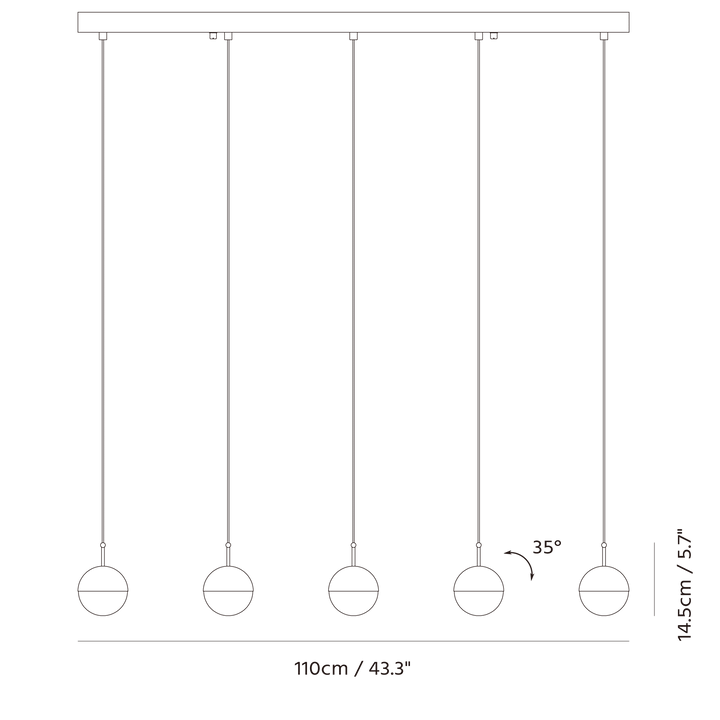 Dora Pendant PL5 by Seed Design, dimension drawing