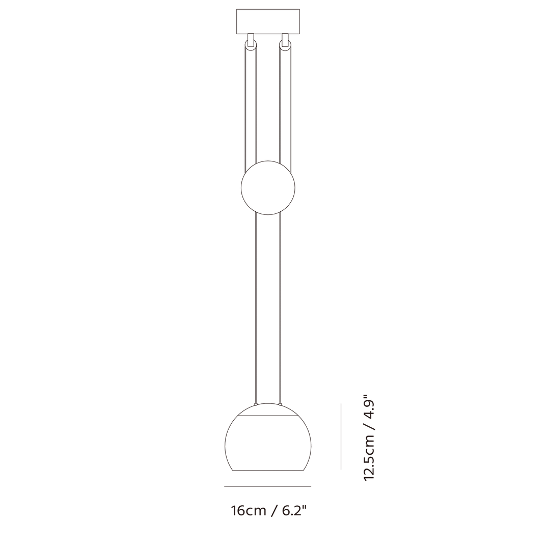 Jojo LED Pendant by Seed Design, dimension drawing