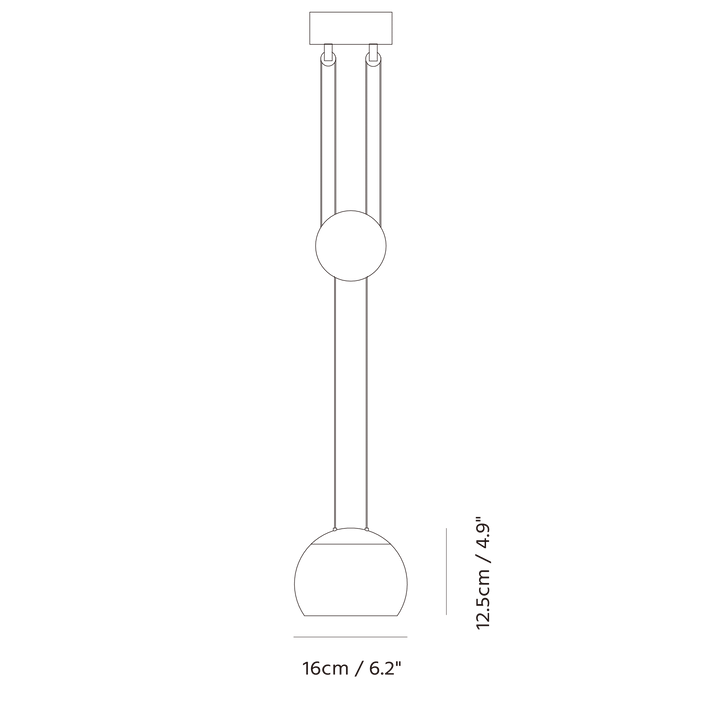 Jojo LED Pendant by Seed Design, dimension drawing