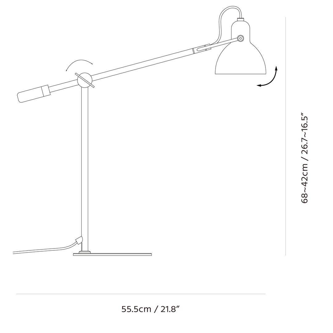 Laito Gentle Table Lamp by Seed Design, dimension drawing