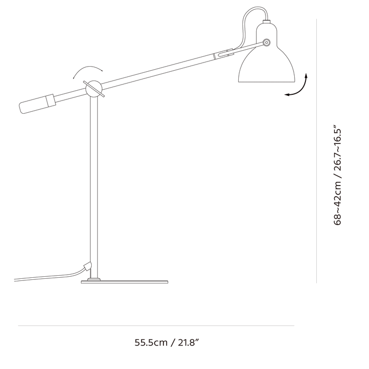 Laito Gentle Table Lamp by Seed Design, dimension drawing