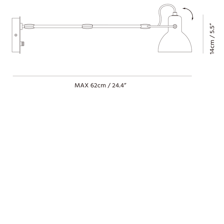 Laito Mini Wall Sconce by Seed Design, dimension drawing