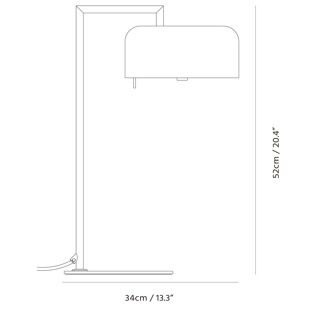 Lalu+ Table Lamp by Seed Design, dimension drawing