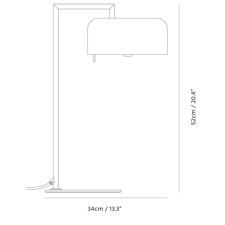 Lalu+ Table Lamp by Seed Design, dimension drawing