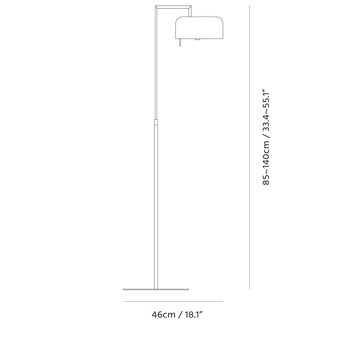 Lalu+ Floor Lamp by Seed Design, dimension drawing