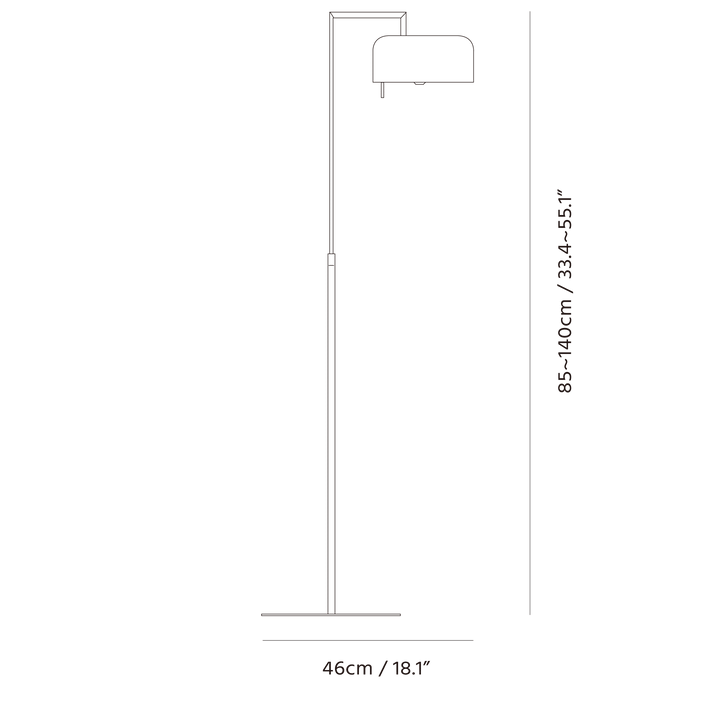 Lalu+ Floor Lamp by Seed Design, dimension drawing