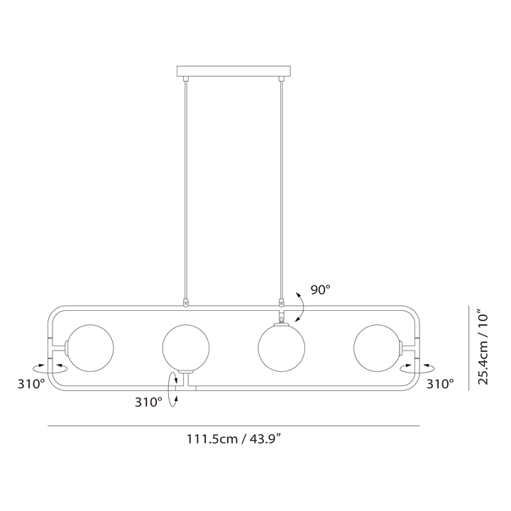 Sircle Pendant PH4 by Seed Design, dimension drawing