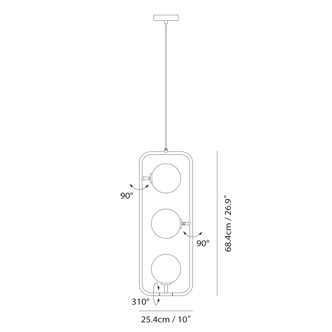 Sircle Pendant PV3 by Seed Design, dimension drawing