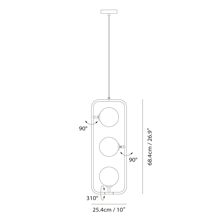 Sircle Pendant PV3 by Seed Design, dimension drawing