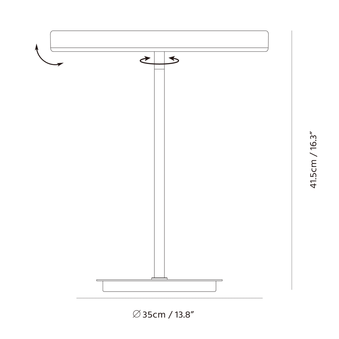 Sol Table Lamp by Seed Design, dimension drawing