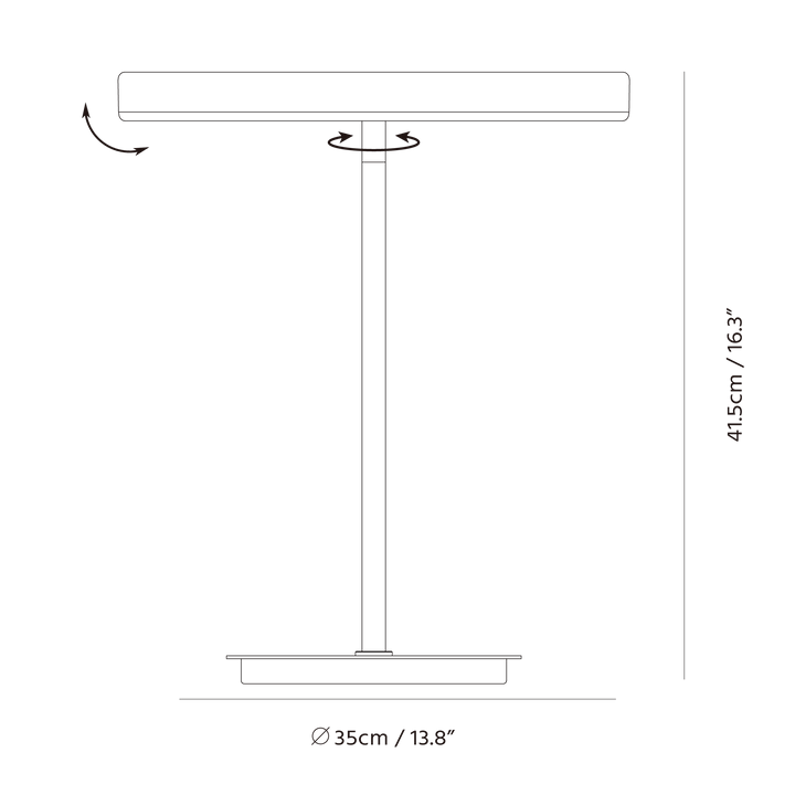 Sol Table Lamp by Seed Design, dimension drawing