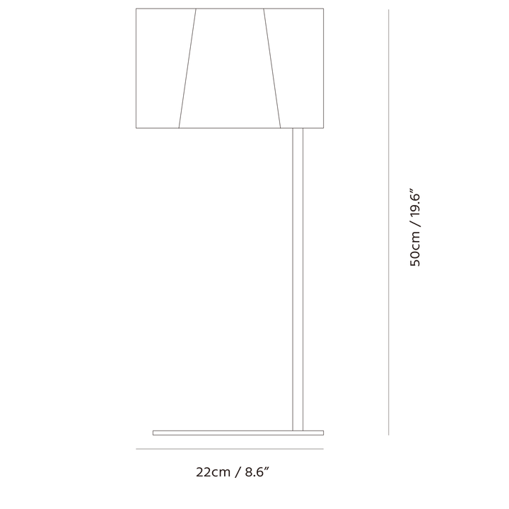 Zhe Table Lamp by Seed Design, dimension drawing
