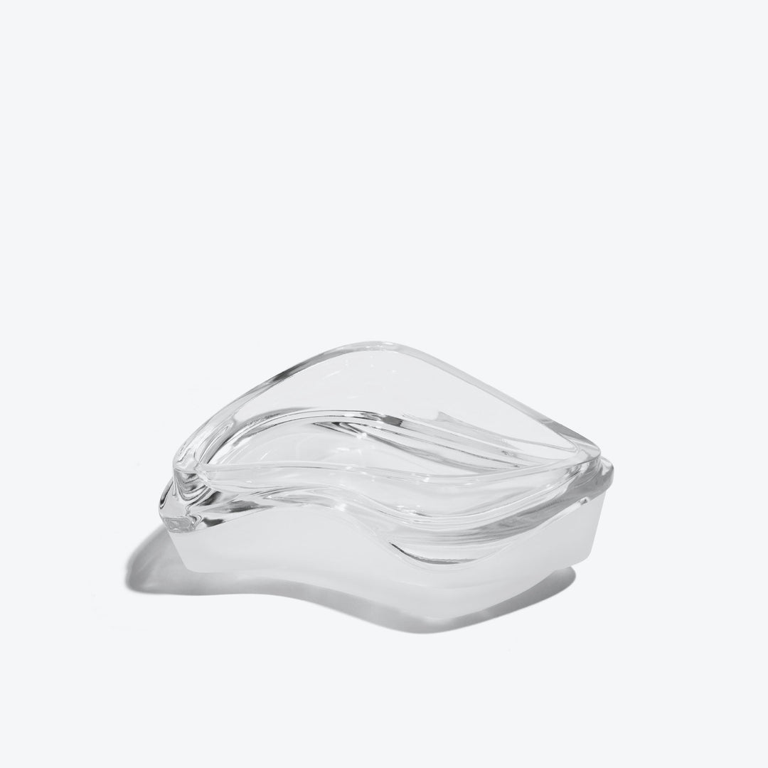 Plex Vessel, Set of 2 — Clear vessels stacked closed, side view on white