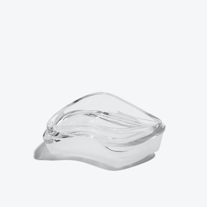 Plex Vessel, Set of 2 — Clear vessels stacked closed, side view on white