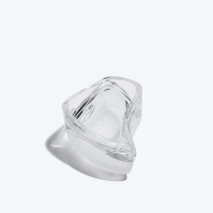 Plex Vessel, Set of 2 — Clear vessels stacked closed, end-on three-quarter view