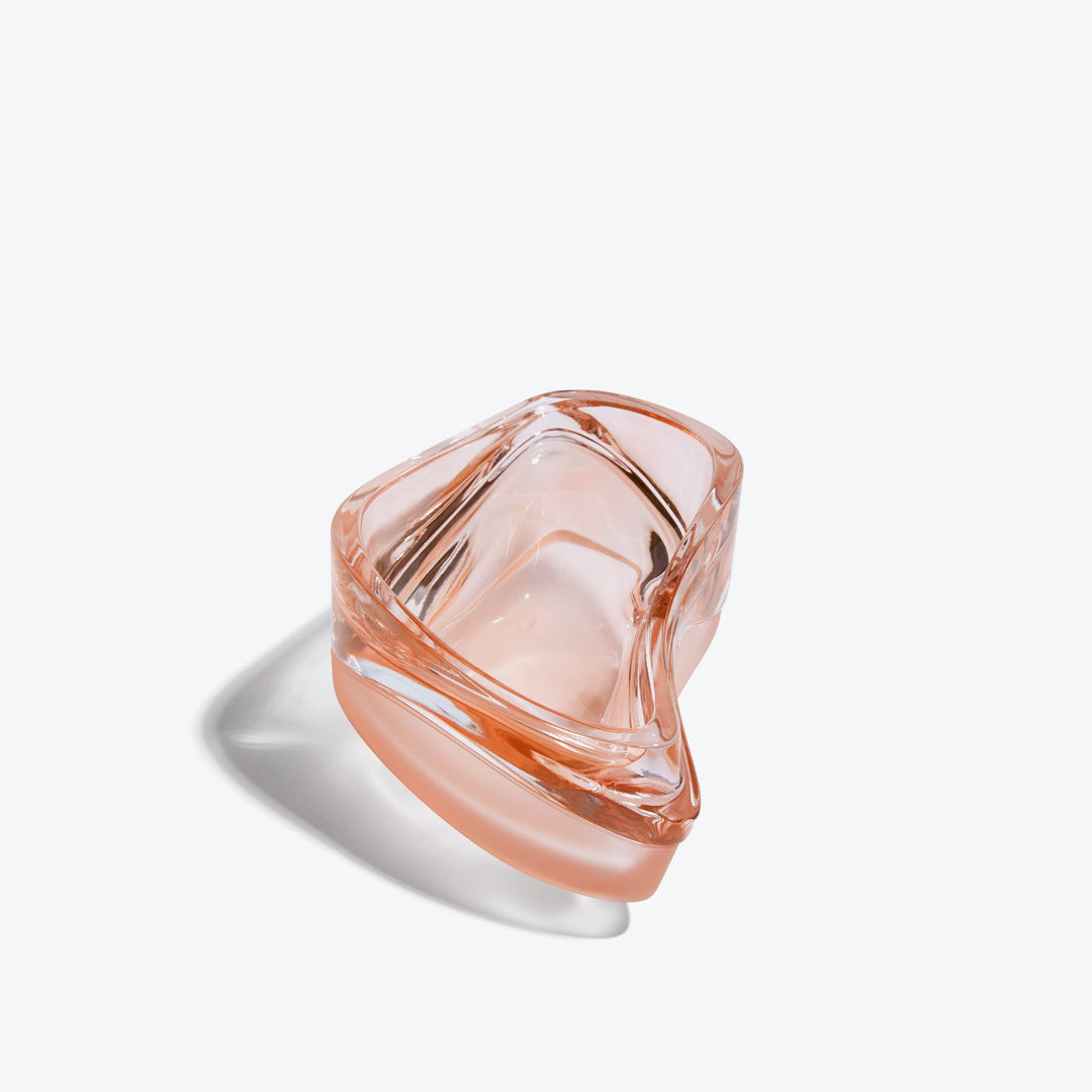 Plex Vessel, Set of 2 — Rose vessels stacked closed, end-on three-quarter view