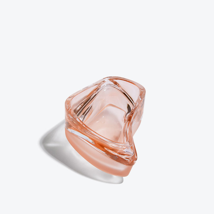 Plex Vessel, Set of 2 — Rose vessels stacked closed, end-on three-quarter view