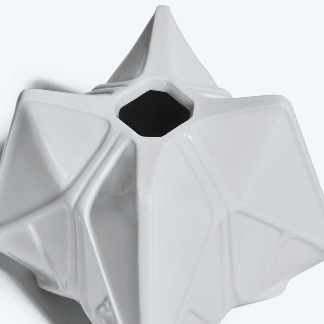 Prime Reed Diffuser — white glossy finish, close-up of the faceted top and opening