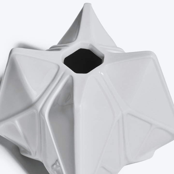 Prime Reed Diffuser — white glossy finish, close-up of the faceted top and opening