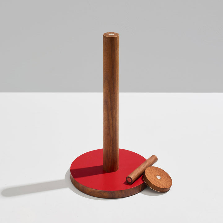 The Paper Towel Keeper - Walnut/Red