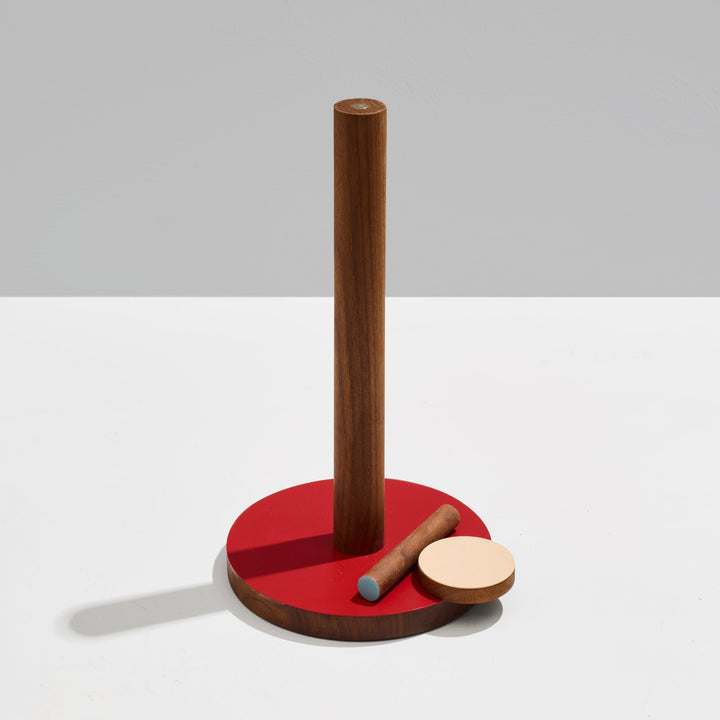 The Paper Towel Keeper - Walnut/Red