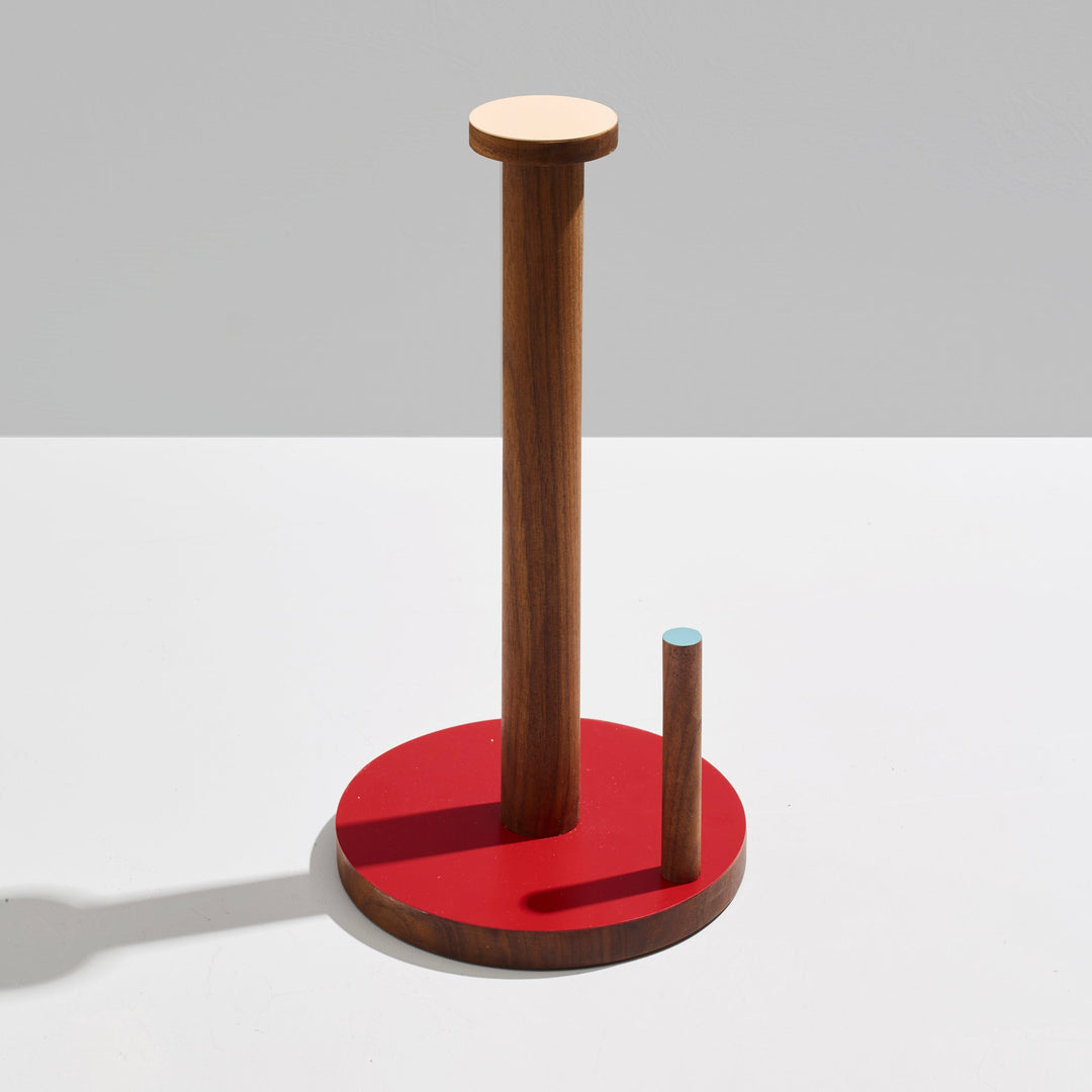 The Paper Towel Keeper - Walnut/Red