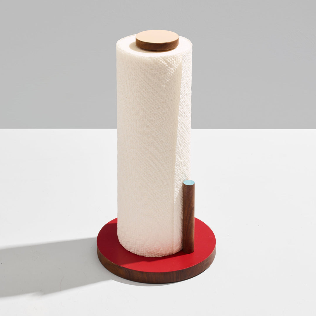 The Paper Towel Keeper - Walnut/Red