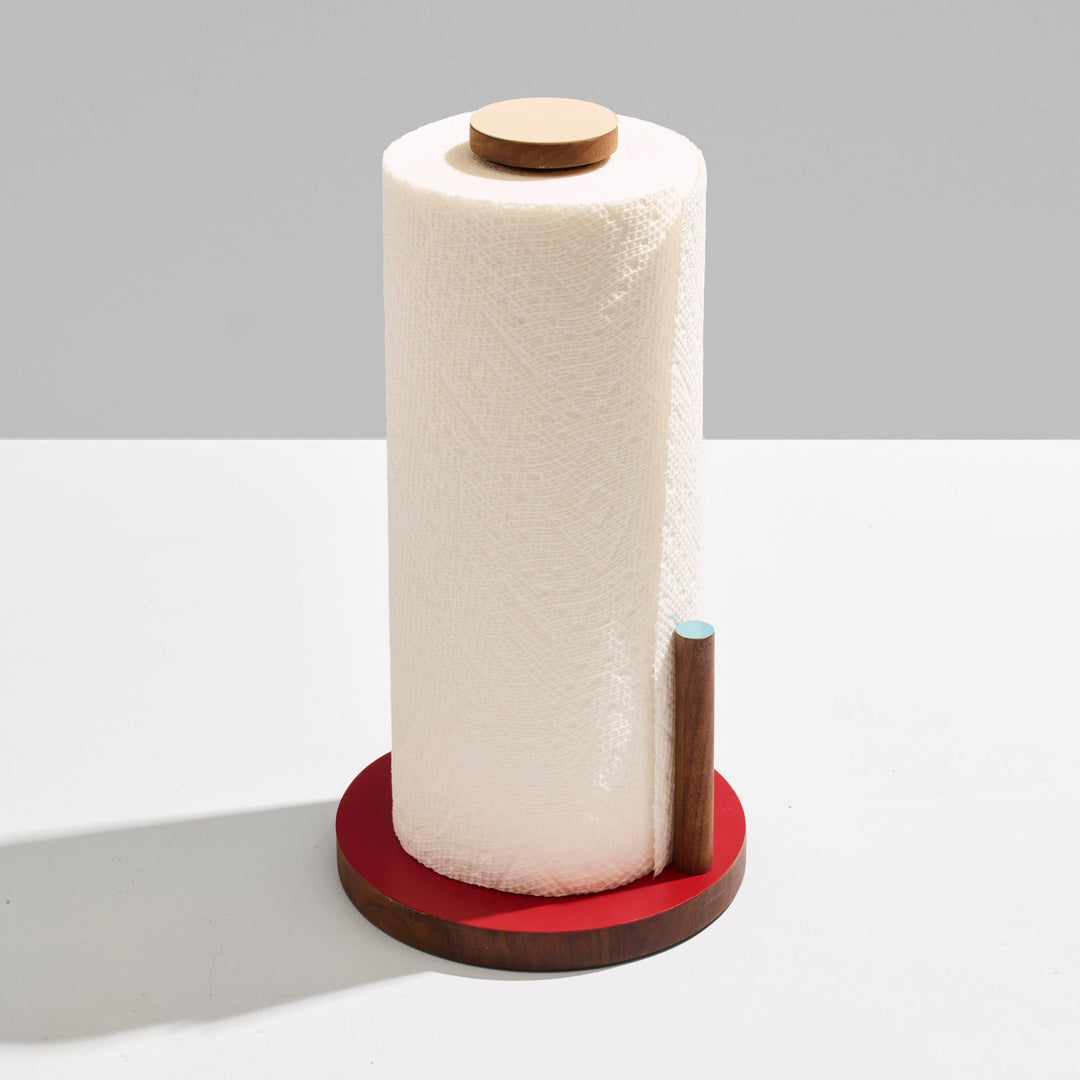 The Paper Towel Keeper - Walnut/Red