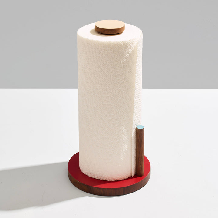 The Paper Towel Keeper - Walnut/Red